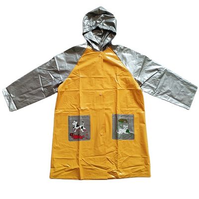 Το αδιάβροχο αδιάβροχο παιδιών PVC κίτρινο και ασημώνει το πάχος 0.18mm